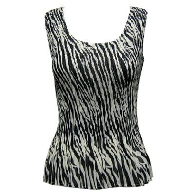 Tank top - mini pleats - georgette zebra stripe