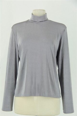 Long sleeve turtle neck top - grey - polyester/spandex