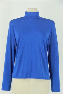 Long sleeve turtle neck top - blue - polyester/spandex