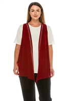 Vest with rhinestones - cranberry - acetate/spandex