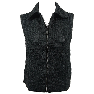 Crinkly vest in black with rhinestone zipper