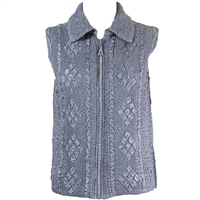 Crinkly vest with rhinestone zipper - charcoal