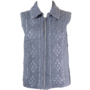 Crinkly vest with rhinestone zipper - charcoal