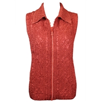 Crinkly vest with rhinestone zipper - cinnamon