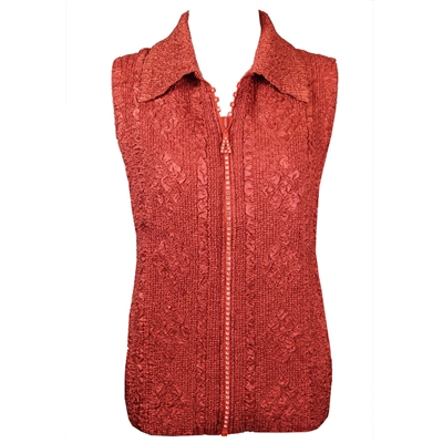 Crinkly vest with rhinestone zipper - cinnamon