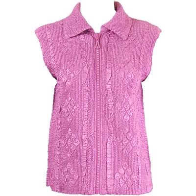 Crinkly vest with rhinestone zipper - dusty rose