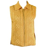 Crinkly vest with rhinestone zipper - gold