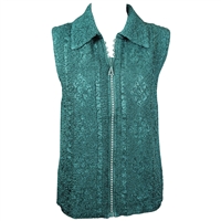 Crinkly vest with rhinestone zipper - hunter green