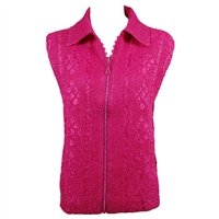 Crinkly vest with rhinestone zipper - hot pink