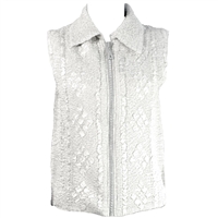 Crinkly vest with rhinestone zipper - ivory