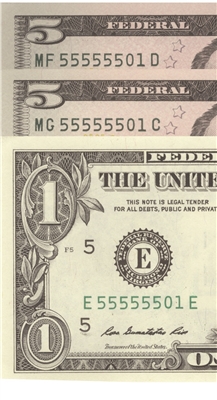 trio of identical six five notes
