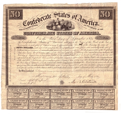 civil war confederate bearer bonds