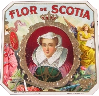 Flor De Scotia Outer Box Cigar Label Featuring Queen Mary of Scotland