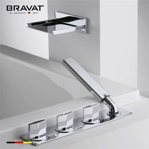 Bravat Beautiful Chrome Deck Mount Bathtub Exposed Faucet  with Hand Shower