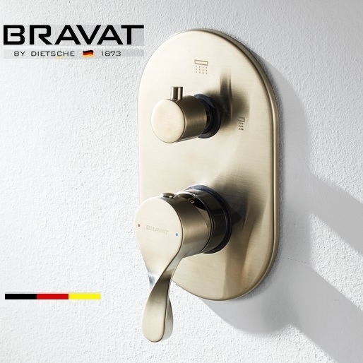 Bravat Antique Gold Wall Mount Shower Mixer