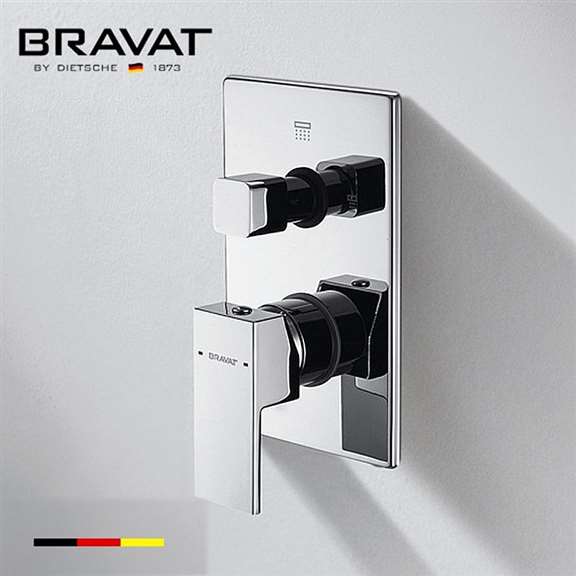 Bravat Amazing Style Square Chrome Dual Handle Wall Mount Mixer