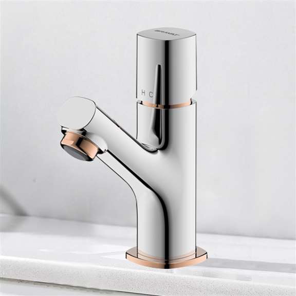 Bravat Sleek with Gold Decoration Deck Mount Faucet