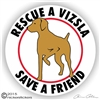 Rescue Vizsla Dog Car Truck RV Vinyl Decal Sticker Static Cling