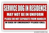 Custom Service Dog in Residence In Case of Emergency Dog Door Decal sticker