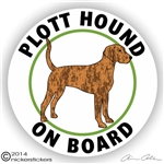 Plott Hound on Board Dog Decal Sticker Static Cling Car Truck RV Window