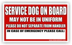 Custom Service Dog on Board In Case of Emergency Dog Door Decal sticker