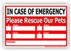 Pets Emergency Rescue Adhesive Decal Sticker