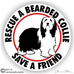 Bearded Collie Dog Beardie Vinyl Car Truck RV iPad Window Decal Sticker Static Cling