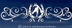 Horse Head Flourish Calligraphy Horse Shoe Horse Trailer Car Truck RV Window Decal Sticker