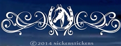 Horse Head Flourish Calligraphy Horse Shoe Horse Trailer Car Truck RV Window Decal Sticker