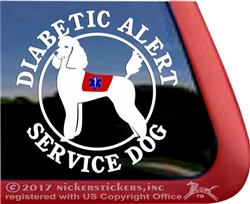 Diabetic Alert Poodle Service Dog Car Truck RV iPad Window Decal Sticker