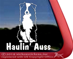 Haulin' Auss Aussie Australian Shepherd Dog Car Truck RV Window Decal Sticker