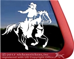 Mounted Cowboy Shooting Paint Horse Trailer Window Decal