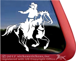 Mounted Cowboy Shooting Paint Horse Trailer Window Decal