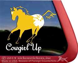 Cowgirl Up Buckskin Appaloosa Window Decal