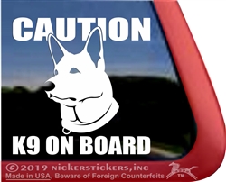 Caution K9 On Board German Shepherd Dog Car Truck RV Window Decal Sticker