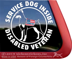 Service Dog Doberman Pinscher Car Truck RV Window Decal Sticker