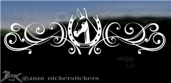 Mule Head Flourish Calligraphy Horse Shoe Horse Trailer Car Truck RV Window Decal Sticker