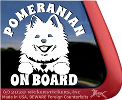 Pomeranian On Board Dog Car Truck RV Window Decal Sticker