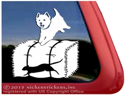 Custom West Highland White Terrier Barn Hunt Dog Car Window iPad Decal Sticker