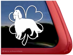 Good Luck Clover Irish Setter Heart Dog Car Truck RV Window Decal Sticker