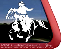 Mounted Cowboy Shooting Paint Horse Trailer Window Decal