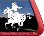 Mounted Cowboy Shooting Appaloosa Horse Trailer Window Decal