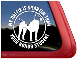 Decker Giant Rat Terrier Dog Car Truck RV Window Decal Sticker