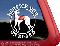 Greyhound Service Dog iPad Car Truck RV Window Decal Sticker