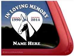 Custom Memorial Mule Heart Love Head Car Truck RV Window iPad Trailer Decal Sticker