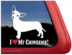 I Love My Chiweenie Dog iPad Car Truck RV Window Decal Sticker