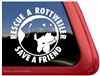 Rescue a Rottweiler Head Dog Window Car Truck RV Decal Sticker