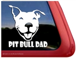 Funny Smiling Pit Bull Dad Dog Car Truck iPad RV Window Decal Sticker