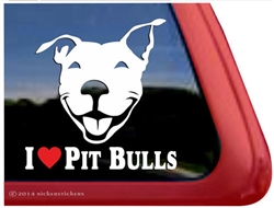 I Love Pit Bulls Smiling Pit Bull Terrier Love Dog Car Truck iPad RV Window Decal Sticker