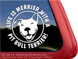 Funny Smiling Pit Bull Terrier Love Dog Car Truck iPad RV Window Decal Sticker